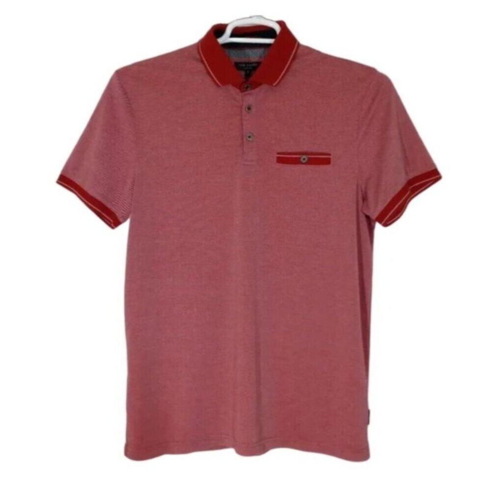 Ted Baker London Red Orange Copper Button Down Polo Shirt 6